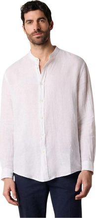 Brooks Brothers Regular Fit Linnen Overhemd met Opstaande Kraag - Heren - Casual Overhemden - Wit - S - Linnen - Overhemden