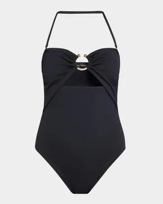 Lenny Niemeyer Ring Detail Bandeau One-Piece Swimsuit