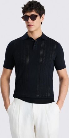Moss Navy Pointelle Polo Shirt