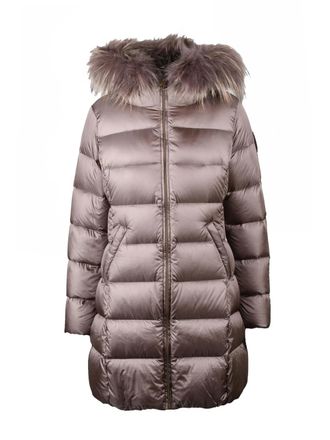 Bomboogie Bronze Quilted Nylon Long Down Jacket
