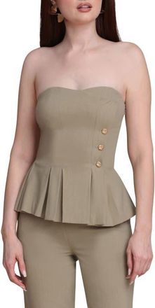 Avec Les Filles Strapless Pleated Peplum Top in Sage at Nordstrom, Size X-Large