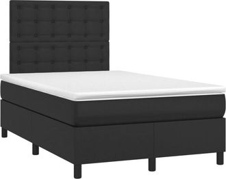 vidaXL Vidaxl - Cama Box Spring Con Colch&oacute;n Led Cuero Sint&eacute;tico Negro 120x190cm