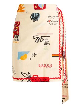 Never Fully Dressed Poema Jaspre wrap mini skirt - women - Cotton/Linen/Flax - 8 - Neutrals