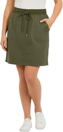 Roaman's Plus Size Pull On Drawstring Cargo Skort in Dark Olive Green at Nordstrom, Size 5X