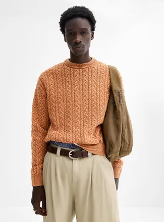Djab Mens Washed cable-knit sweater