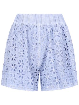 120% Lino Floral Cut-Out Relaxed Cotton Shorts