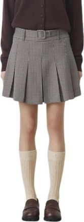 Suncoo Geruite Mini Rok - Dames - Korte rokken - Grijs - XS - Rokken