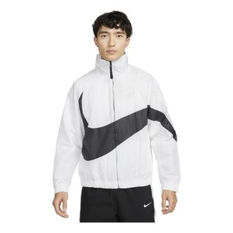 Nike Swoosh Large LOGO Woven Windproof Stand Collar Casual Sports Jacket Asia Edition White AR3133-100