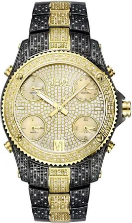 JBW Jet Setter Champagne Crystal Pave Dial Mens Watch JB-6213-D