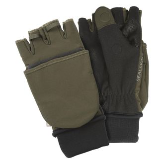 Sealskinz Sealskinz Unisex Windproof Cold Weather Convertible Mittens for Men and Women - Green Leather - Size Medium