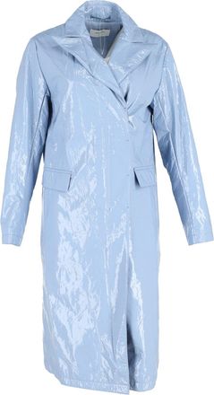 Sportmax Faux Leather Trench Coat In Light Blue Polyester