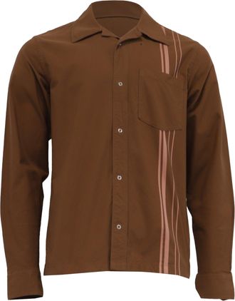 Acne Studios Stripe Accent Button-Down Shirt in Brown Cotton