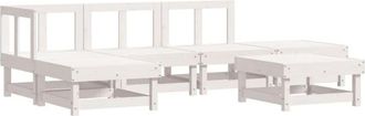 vidaXL 6 Piece Garden Lounge Set White Solid Wood Pine vidaXL
