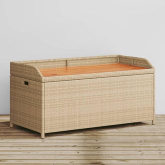vidaXL Banco Con Almacenaje Acacia Rat&aacute;n Pe Beige Mezcla 100x50x52 Cm Vidaxl