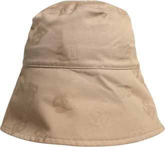 Dolce & Gabbana Mens Beige Logo Monogram Cotton Bucket Cap Accessory