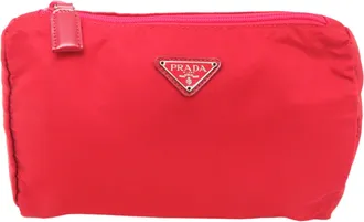 Prada Red Color Nylon Pouch (Pre-Owned)