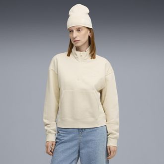 Puma Felpa con zip corta PUMA Class da donna, Abbigliamento, Bianco, XXS