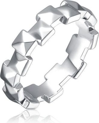 Rachel Glauber White Gold Plated Textured Statement Ring