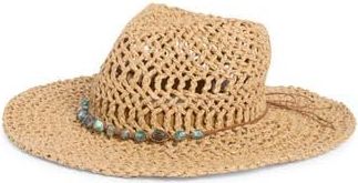 Steve Madden Kristy Bead Trim Western Hat in Tan at Nordstrom Rack