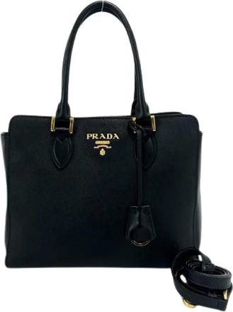 Prada Pre-owned Saffiano Leren 2way Tas - Dames - Vintage Shopper - Zwart - ONE Size - Leer - Vintage