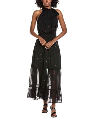 CeCe by Cynthia Steffe Halter Tie Neck Tiered Maxi Dress
