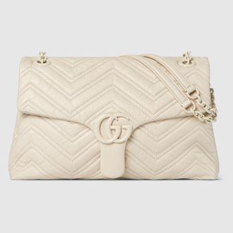 Gucci GG Marmont Medium Shoulder Bag, White, Leather