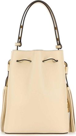 Valentino Garavani Ivory Leather Vlogo Signature Bucket Bag
