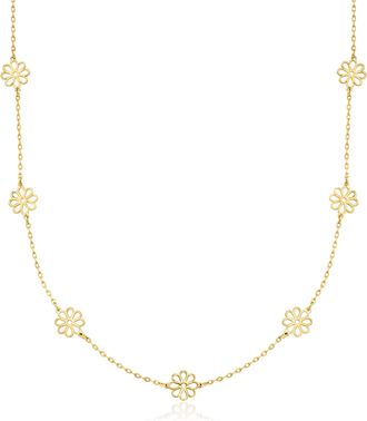 RS Pure by Ross-Simons Italian 14kt Yellow Gold Flower Station Necklace