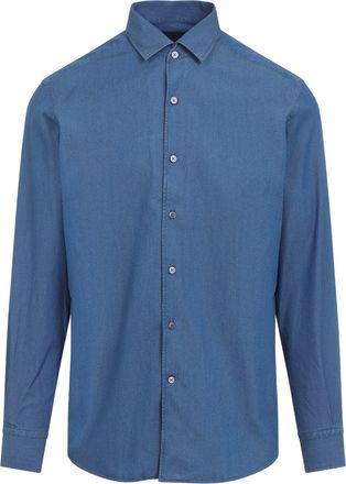 Ermenegildo Zegna Blue Cotton Shirt-Uomo