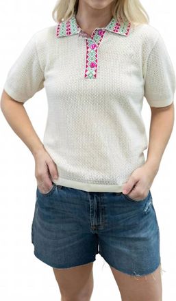 Ichi Dottie Knit Blouse In Off-White