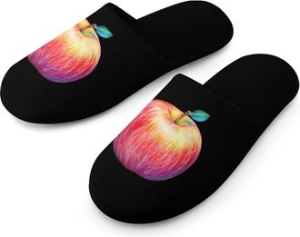 Generic Drawing Fruit Warm Mens Slippers Slip On Soft Fleece House Shoes Winter Indoor Outdoor