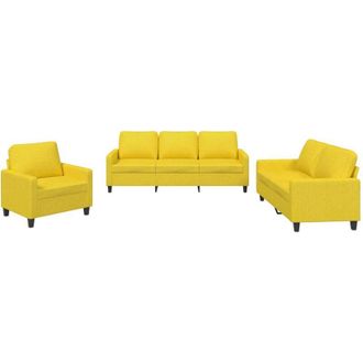 vidaXL Vidaxl - Juego De Sof&aacute;s Con Cojines 3 Piezas Tela Amarillo Claro