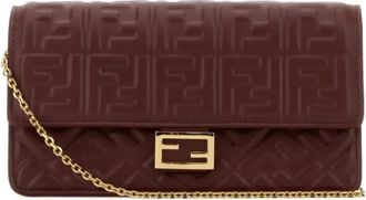 Fendi Maroon FF motif Shoulder Bag