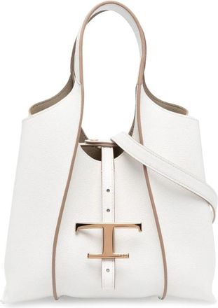 Tod's T Timeless Mini Shopping Bag - Dames - Shoppers - Wit - ONE Size - Leer - Tassen