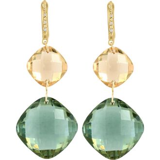 Effy 14K Yellow Gold Green Quartz Citrine & Diamond Drop Earrings in Gold Multi at Nordstrom Rack