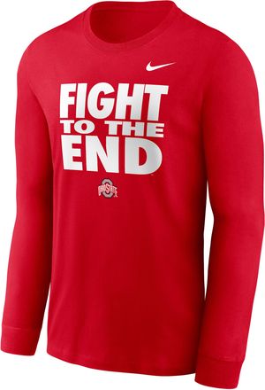 Nike Ohio State Sideline Slogan Nike Mens Dri-FIT College Long-Sleeve T-Shirt in Red | 02EW65NOH-H2B