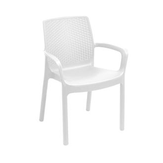 Dmora Dmora - Sillas De Jard&iacute;n Dmoll, Asiento De Jard&iacute;n, Silla Para Mesa De Comedor, Sill&oacute;n De Exterior Efecto Rat&aacute;n, 100% Made In Italy, 54x60h82 Cm, Blanc