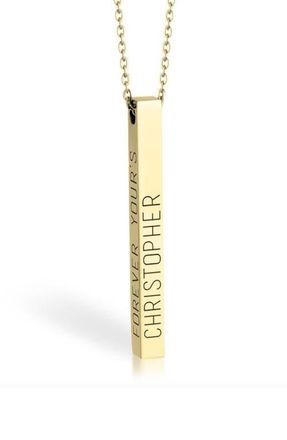 MELANIE MARiE Personalized Bar Pendant Necklace in Gold Plated at Nordstrom