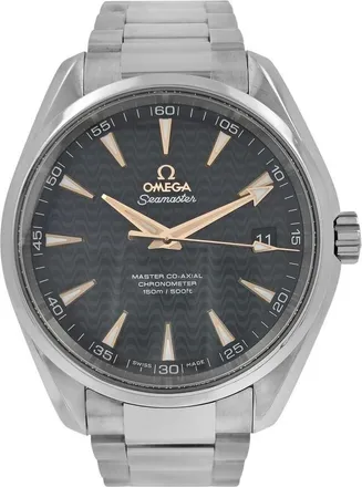Omega Pre-owned Omega Seamaster Aqua Terra 150 Black, Wave Pattern Dial Mens Watch 231.10.42.21.01.006