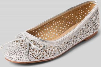 Alma En Pena Ballerinas mit Strasssteinbesatz in Silber, Gr&ouml;&szlig;e 36