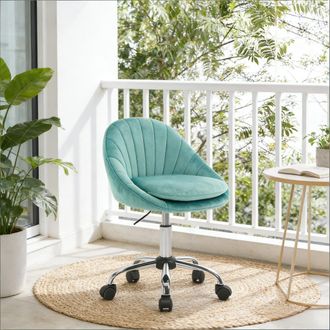STILVORA Stilvora Sedia Da Ufficio Ergonomica Regolabile Con Cuscino A Doppio Strato E Ruote, In Velluto, Turchese