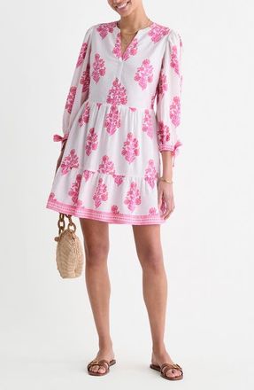 Vineyard Vines Tessa Floral Tie Sleeve Minidress in Floral White Cap at Nordstrom, Size X-Small