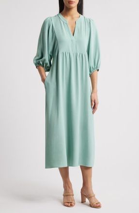 Connected V-Neck Puff Sleeve Pocket Dress in Seafoam at Nordstrom, Size 12
