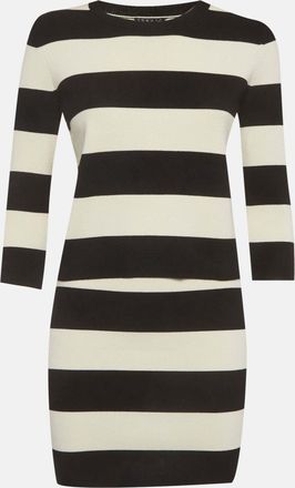 Theory White/ Black Striped Knit Top And Skirt Set