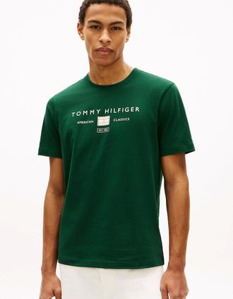Tommy Hilfiger Mens Tommy Hilfiger Brand Love Mono Stack Mens T-Shirt - Nocturnal Green - Size: 42/Regular