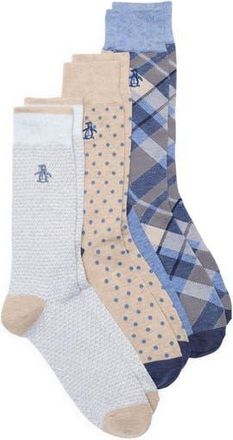 Original Penguin Pico Pattern Assorted 3-Pack Crew Socks in Cream at Nordstrom Rack