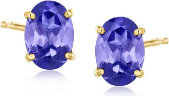 Ross-Simons Oval Tanzanite Stud Earrings in 14kt Yellow Gold