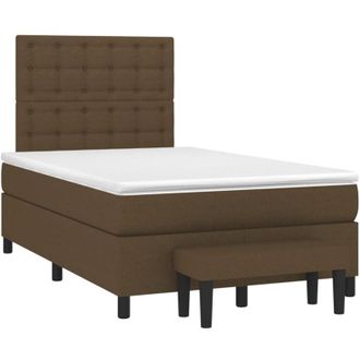 vidaXL Cama Box Spring Con Colch&oacute;n Tela Marr&oacute;n Oscuro 120x190 Cm Vidaxl