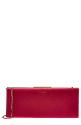 Saint Laurent Small Midnight Satin Clutch in Dark Fuchsia at Nordstrom