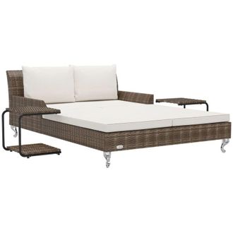 vidaXL Furniture Limited - Tumbona Doble De Jard&iacute;n Con Cojines Rat&aacute;n